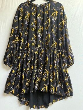 Le Fou Wilfred Aritzia Floral Chiffon Tiered Dress Black Size XL